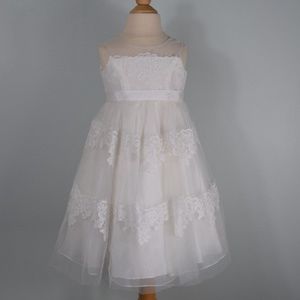 Banded Lace Illusion Flower Girl Dress